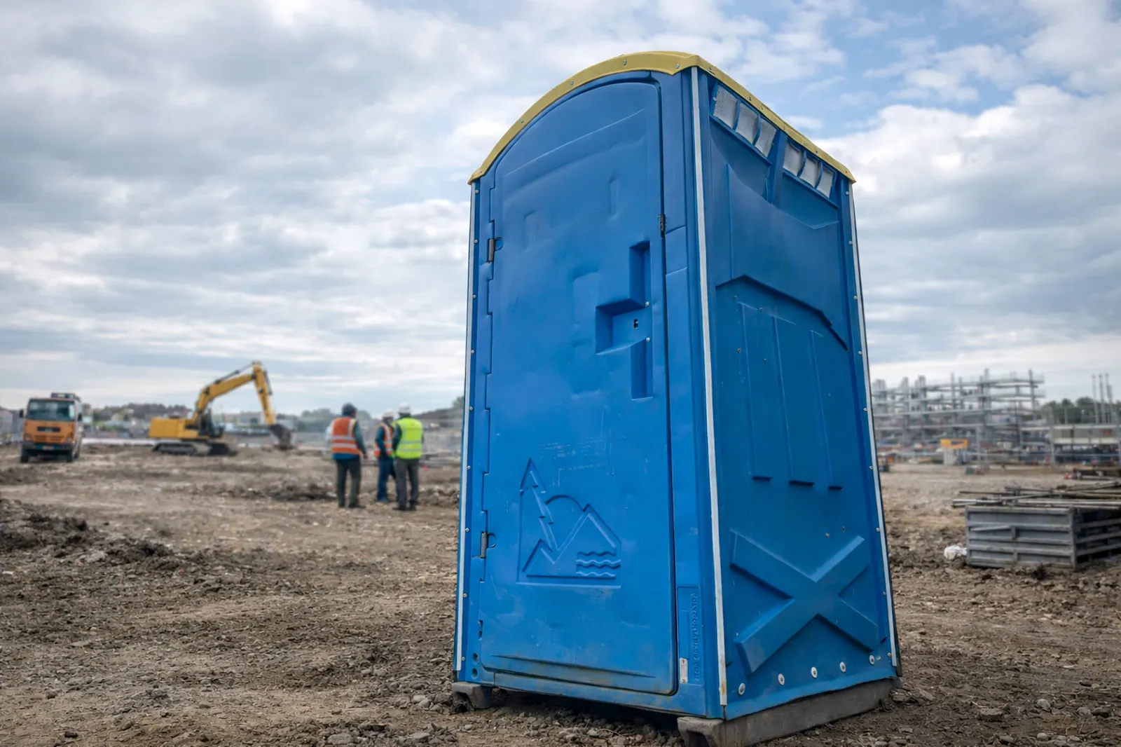 Portable toilet on a construction site